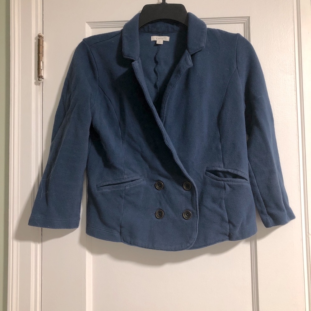 Blue Caslon Knit Jacket with Buttons